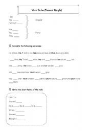 English Worksheet: Verb to be