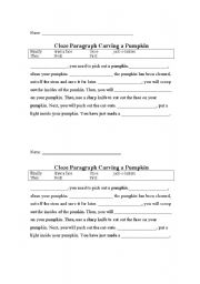 English worksheet: How to Carve a Pumpkin Cloze Activity