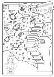 English Worksheet: Numbers 0 to 20: count down