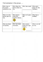 English Worksheet: Find someone who