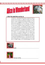 English Worksheet: FILM ALICE IN WONDERLAND