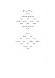 English Worksheet: Diamond Poem - template