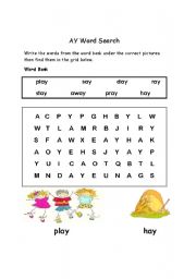 English worksheet: AY Words