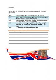 English Worksheet: WRITING.Biographies.David Beckham