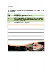 English worksheet: WRITING.Biographies.Francis Ford Coppola