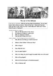 English Worksheet: The Last of the Mohicans
