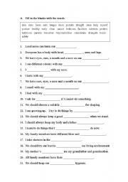 English worksheet: Body