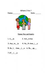 English Worksheet: This iworksheets is about names of different continents and vocabulary sentences -Where do you want to go? I want to go to ...