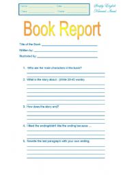 English worksheet: Book Report