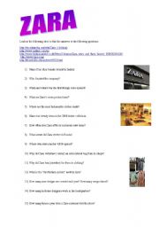 English Worksheet: webquest zara store