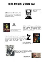 English Worksheet: M  for  Mystery : a guided tour  ( part 1 )