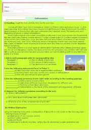 English Worksheet: deforestation