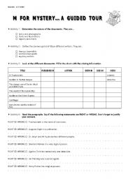 English Worksheet: M  for Mystery : A guided tour ( part 3 )