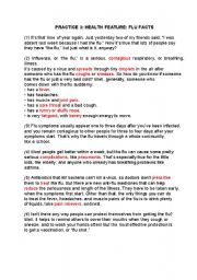 English Worksheet: HEALTH PROBLEMS: FLU FACTS