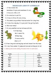 English Worksheet: Riddles about animals 