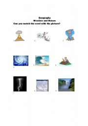 English Worksheet: Geography Match vocabulary to pictures