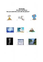 English worksheet: Geography Match vocabulary to pictures