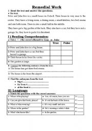 English Worksheet: an english test about the different componente of a house
