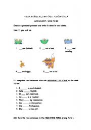 English worksheet: verb to be