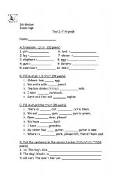 English worksheet: test 2 