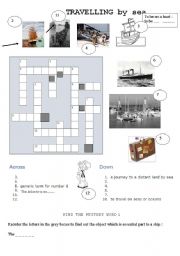 English worksheet: travelling by sea crosswords