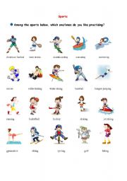 English Worksheet: sports
