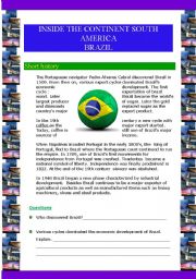 English Worksheet: Inside the continent South  America - Brazil (5 pages)