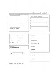 English Worksheet: About Me Myspace-Style