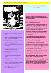 English Worksheet: Snow White and the Seven Dwarves Tale/ simple present tense reading