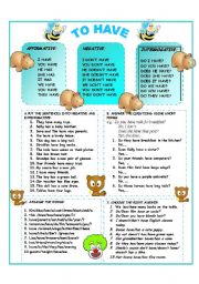 English Worksheet: TO HAVE