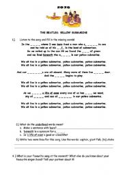 English Worksheet: The Beatles - Yellow Submarine