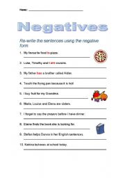 English worksheet: Negatives