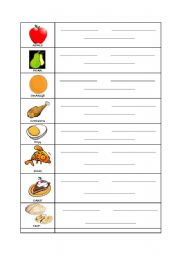 English Worksheet: FOOD