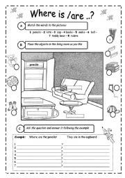 English Worksheet: TO BE + PREPOSITIONS 1