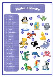 English Worksheet: Water animals