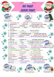 English Worksheet: so that-such that