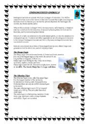 English Worksheet: Endangered Animals