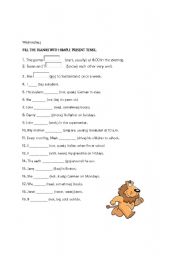 English Worksheet: simple present tense