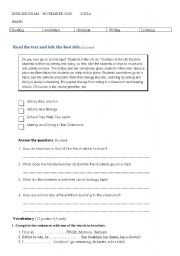 English worksheet: FIRST TEST FOR II ADULTS