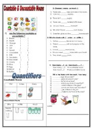 English Worksheet: countable  / uncountable nouns + many -much- ( a )few -( a )little