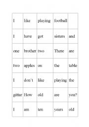 English worksheet: Building sentences