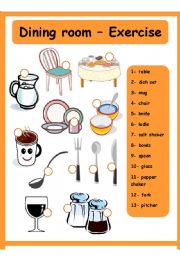 English Worksheet: Dining room - House