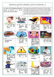 English Worksheet: IDIOMS AND PROVERBS WITH ANIMALS (+ KEY)