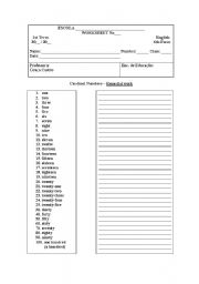 English worksheet: CARDINAL NUMBERS-REMEDIAL WORK