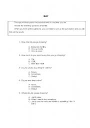 English worksheet: quiz