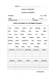 English worksheet: vocabulary contest