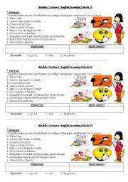 English Worksheet: pupils must/mustnt do at school