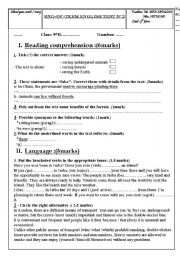 English Worksheet: an english test about pollution
