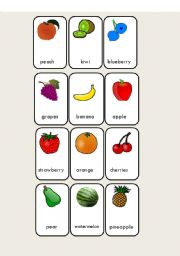 English Worksheet: Fruit Flash Cards