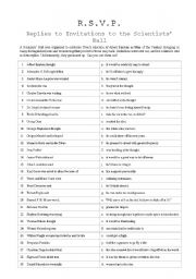 English Worksheet: RSVP - Scientists Ball